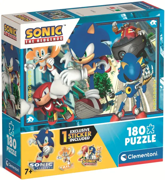Puzzle pentru copii Clementoni din 180 piese - Sonic Ariciul, cu sticker, tip 3