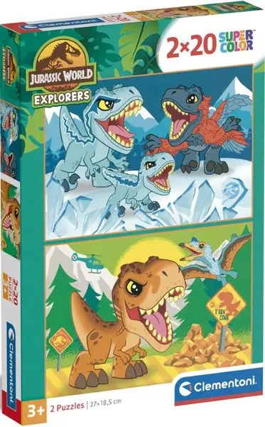 Puzzle pentru copii Clementoni din 2 x 20 piese - lumea jurasică