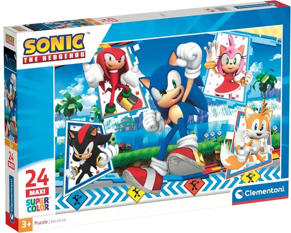 Puzzle pentru copii Clementoni din 24 maxi piese - Sonic ariciul