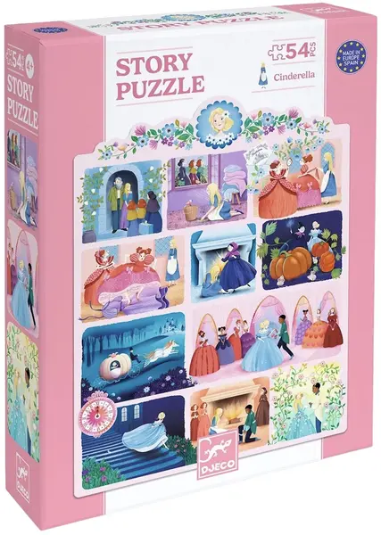 Puzzle pentru copii Djeco Story Puzzle - Cenușăreasa, 54 piese