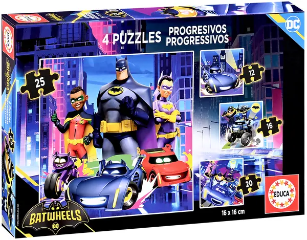 Puzzle pentru copii Educa 4 în 1 - Batwheels
