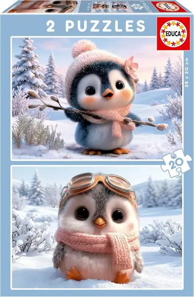 Puzzle pentru copii Educa de 2 x 20 piese - Pinguini drăguți