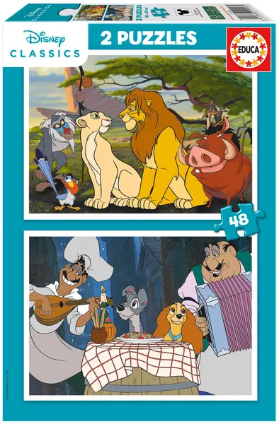 Puzzle pentru copii Educa din 2 х 48 de piese - Animale Disney