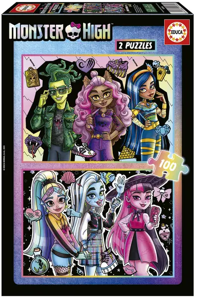 Puzzle pentru copii Educa din 2 x 100 de piese - Monster High