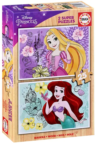 Puzzle pentru copii Educa din 2 x 25 de piese - Prințese Disney