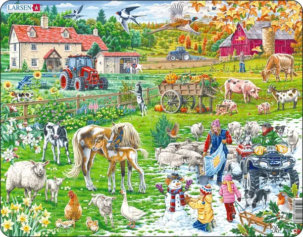 Puzzle pentru copii Larsen din 140 de piese - Sezoanele în fermă
