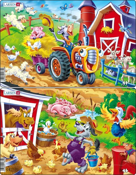 Puzzle pentru copii Larsen din 16 piese - Fermă de distracții, sortiment