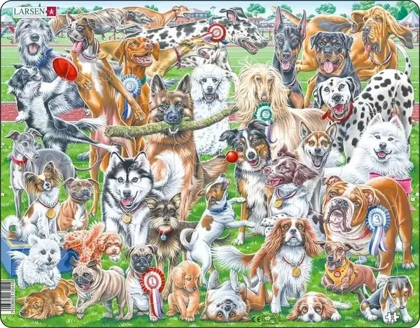 Puzzle pentru copii Larsen din 32 piese - Câini jucăuși