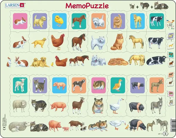 Puzzle pentru copii Larsen din 32 piese - Mame și pui de animale