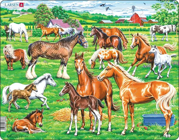 Puzzle pentru copii Larsen din 33 piese - Cai frumoși