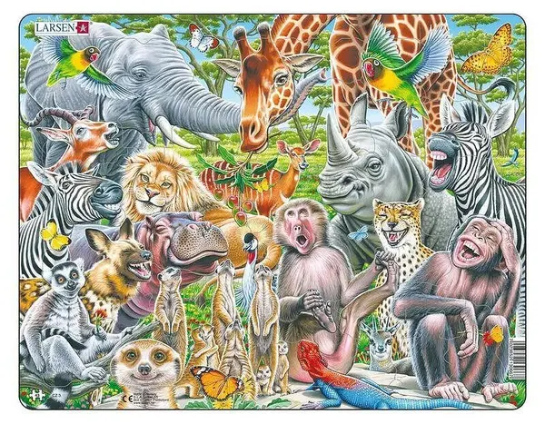 Puzzle pentru copii Larsen din 43 piese - Animale africane fericite