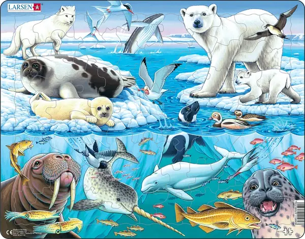 Puzzle pentru copii Larsen din 75 de piese - Animale polare