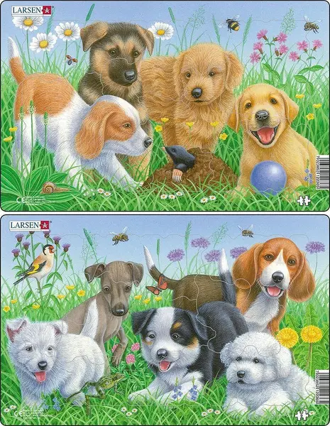 Puzzle pentru copii Larsen din 9 piese - Cățeluși, asortiment