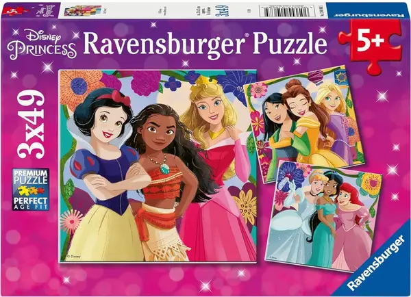 Puzzle pentru copii Ravensburger 3 x 49 piese - Prințese Disney