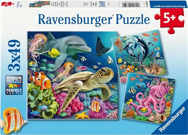 Puzzle pentru copii Ravensburger 3 x 49 piese - Sub apă