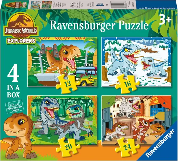 Puzzle pentru copii Ravensburger 4 în 1 - Lumea Jurassică