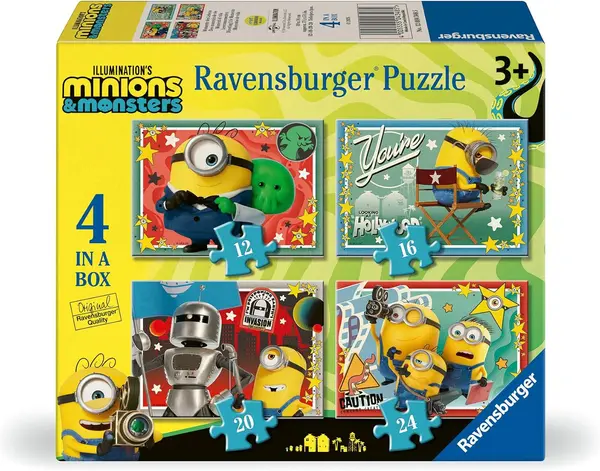 Puzzle pentru copii Ravensburger 4 în 1 - Minioni și monștri