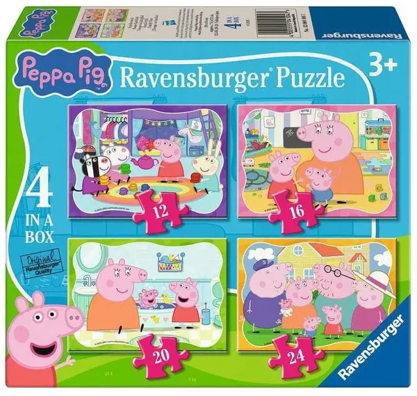 Puzzle pentru copii Ravensburger 4 în 1 - Purcelușa Peppa