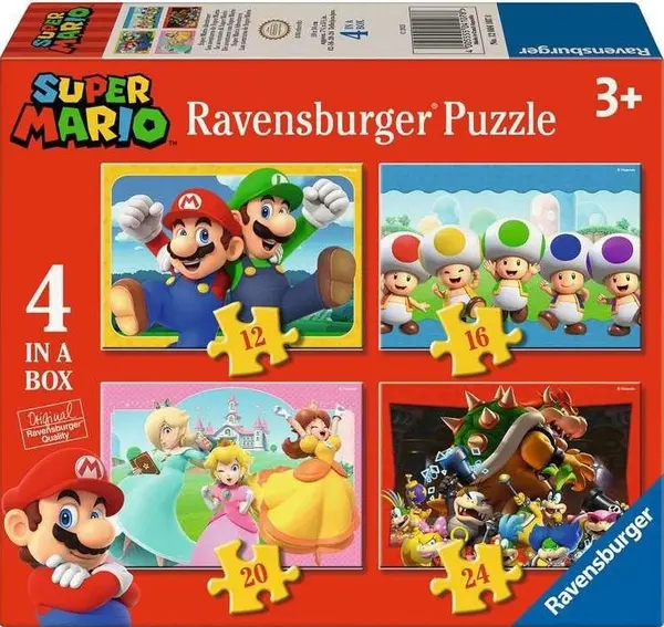 Puzzle pentru copii Ravensburger 4 în 1 - Super Mario