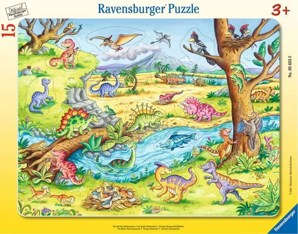 Puzzle pentru copii Ravensburger din 15 piese - Mici dinozauri