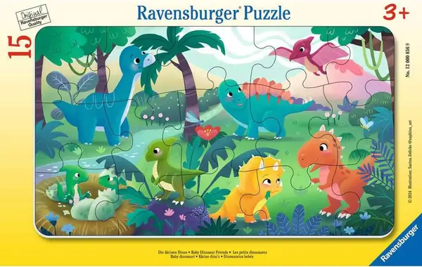 Puzzle pentru copii Ravensburger din 15 piese - Mici dinozauri