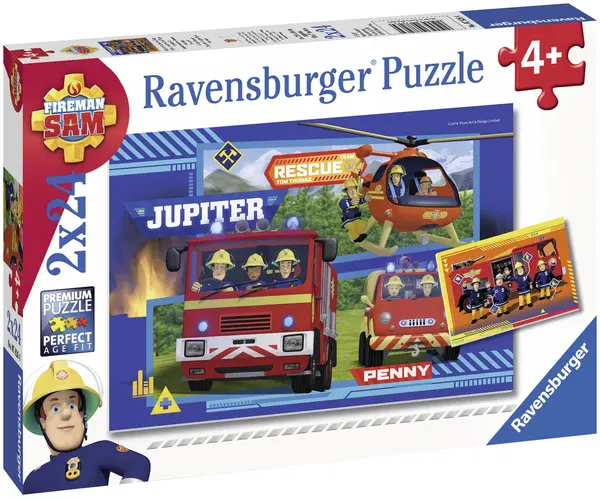 Puzzle pentru copii Ravensburger din 2 x 24 bucăți - Pompierul Sam