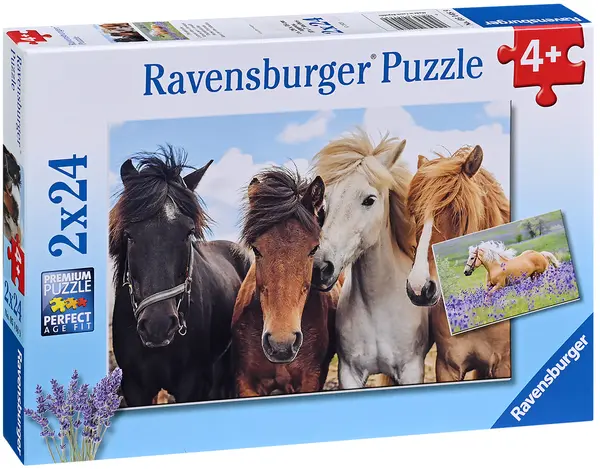 Puzzle pentru copii Ravensburger din 2 x 24 piese - Dragostea de cai