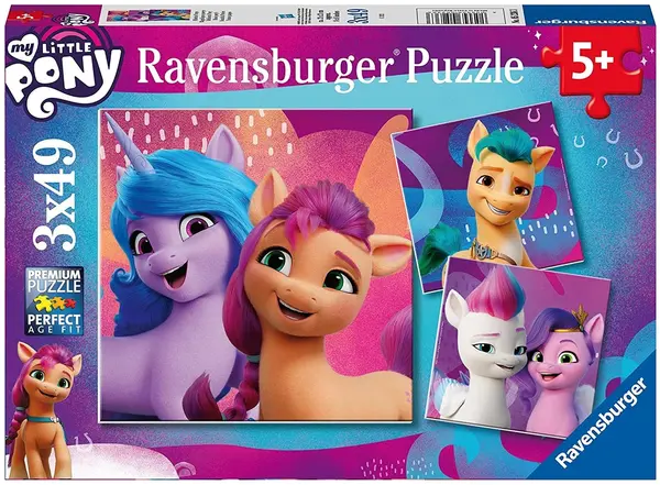 Puzzle pentru copii Ravensburger din 3 x 49 piese - Micul meu ponei (Filmul)