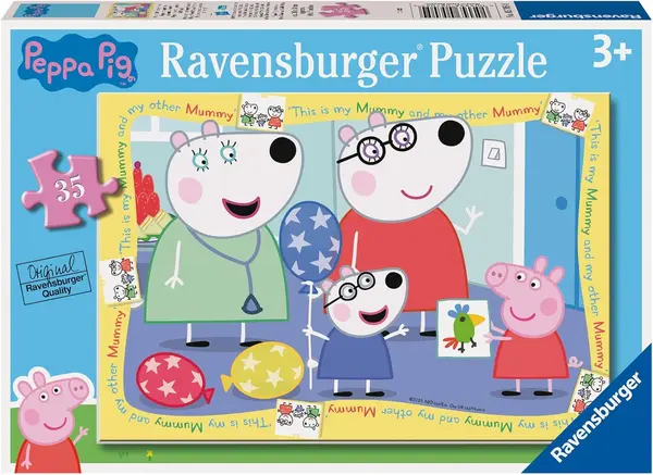 Puzzle pentru copii Ravensburger din 35 piese - Peppa Pig îi întâlnește pe părinții lui Penny