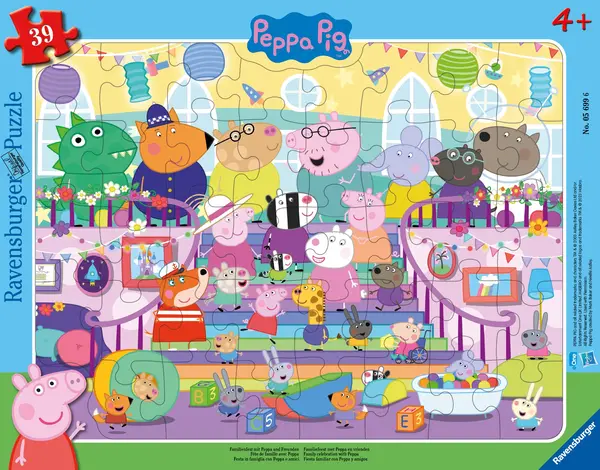 Puzzle pentru copii Ravensburger din 39 de părți - Petrecere în familie cu Peppa și prietenii