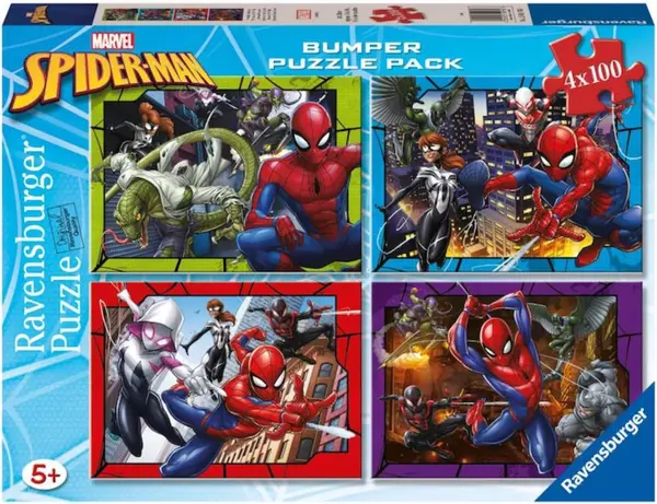 Puzzle pentru copii Ravensburger din 4 x 100 piese - Spiderman