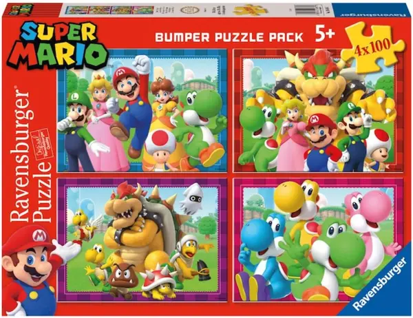 Puzzle pentru copii Ravensburger din 4 x 100 piese - Super Mario