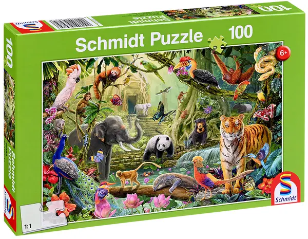 Puzzle pentru copii Schmidt din 100 de piese - Viața colorată în junglă