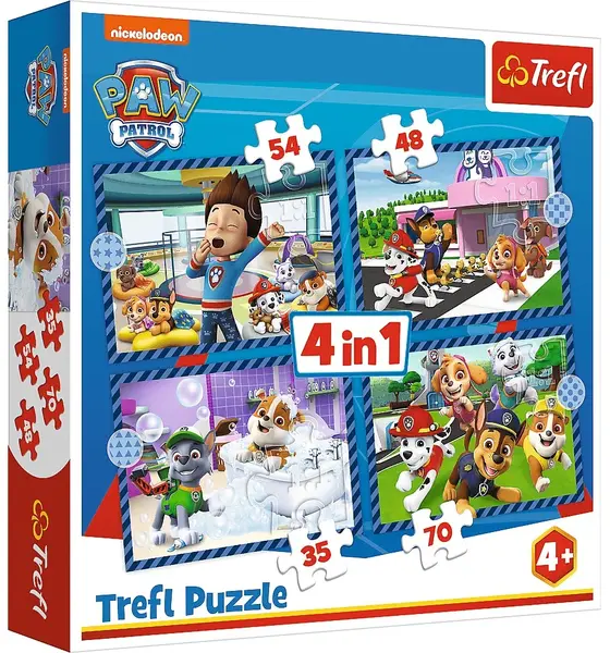 Puzzle pentru copii Trefl 4 în 1 - Chestii pentru câini