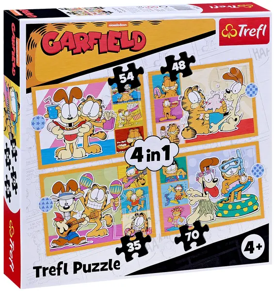 Puzzle pentru copii Trefl 4 în 1 - Garfield iubește lasagna