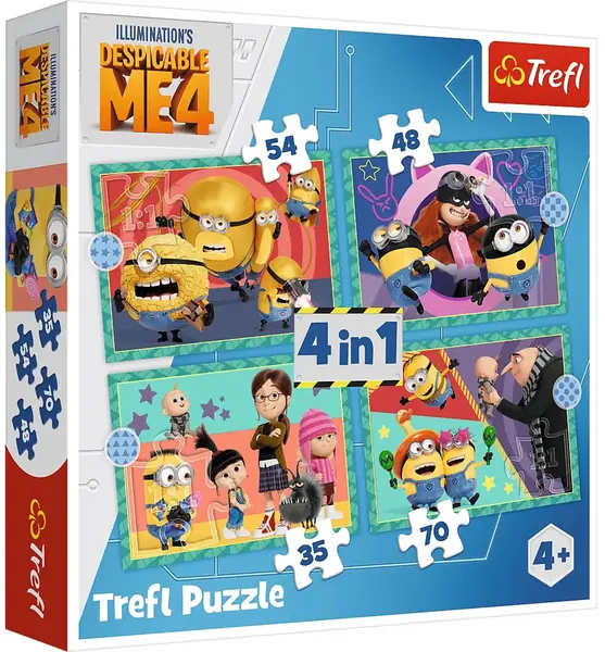 Puzzle pentru copii Trefl 4 în 1 - Minioni nebuni