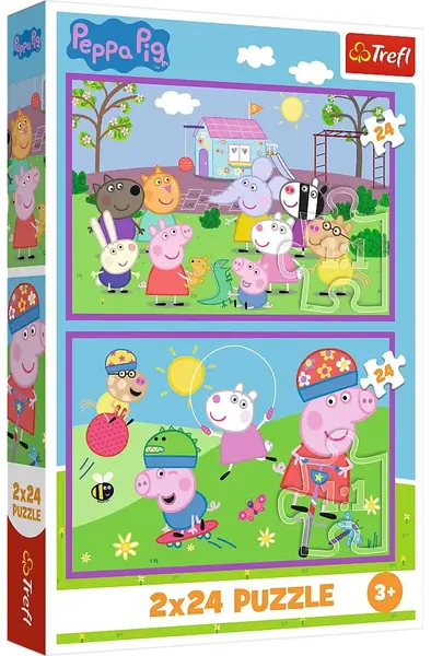Puzzle pentru copii Trefl din 2 x 24 piese - Peppa Pig pe terenul de joacă