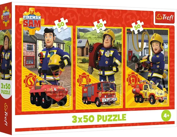 Puzzle pentru copii Trefl din 3 x 50 piese - Pompierul Sam