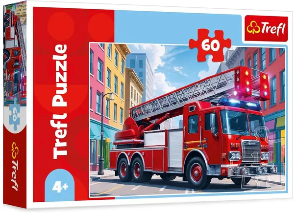 Puzzle pentru copii Trefl din 60 de piese - Mașină de pompieri