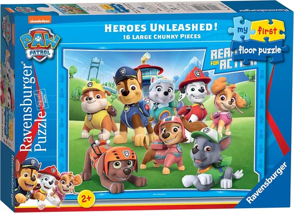 Puzzle pentru podea pentru copii Ravensburger din 16 piese - Patrula căţeluşilor