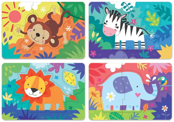 Puzzle progresiv 4in1 - Jungle Animals, 26 piese | Educa