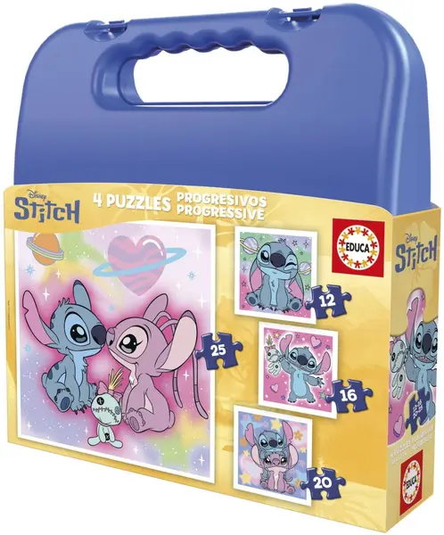 Puzzle progresiv Educa 4 în 1 - Lilo și Stitch