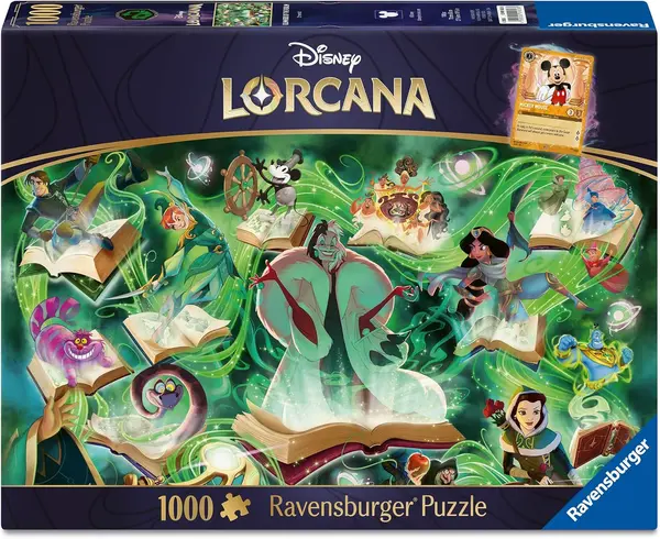 Puzzle Ravensburger de 1000 de bucăți - Disney Lorcana: Glimmers of the Realm - Emerald