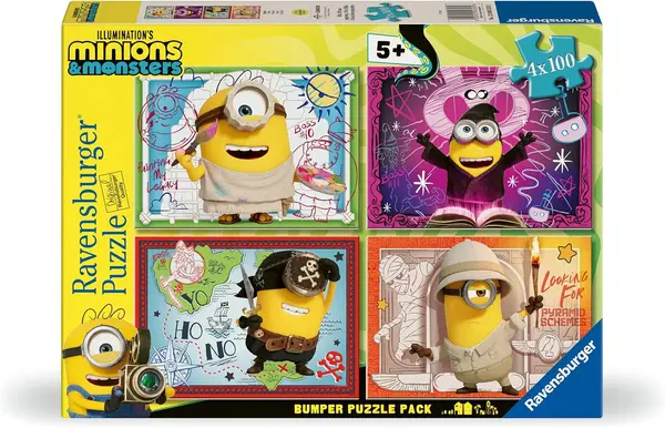 Puzzle Ravensburger de 4 x 100 piese - Minions și monștri
