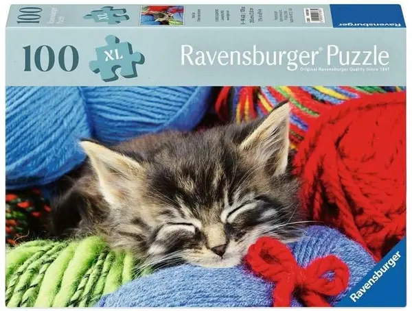 Puzzle Ravensburger din 100 XL piese - Pisicuță în lână