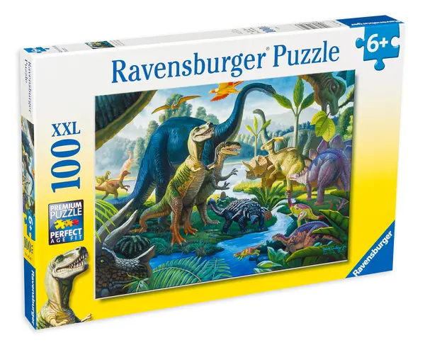 Puzzle Ravensburger din 100 XXL de piese - Lumea dinozaurilor