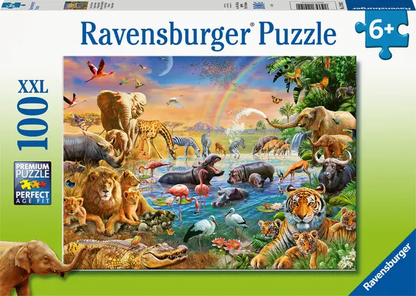 Puzzle Ravensburger din 100 XXL piese - Găină de apă în junglă și savană