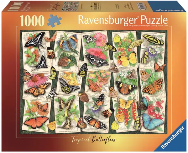 Puzzle Ravensburger din 1000 de piese - Fluturi tropicali