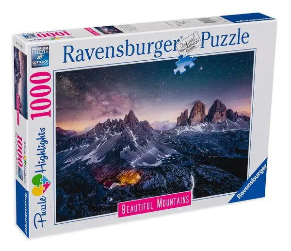 Puzzle Ravensburger din 1000 de piese - Trei vârfuri, Dolomiți