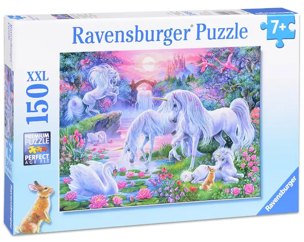 Puzzle Ravensburger din 150 XXL de piese - Unicorni la apus de soare